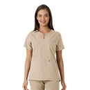 Women's Notch Neck Tunic Knit Panel Scrub Top. Live Chat for Bulk Discounts