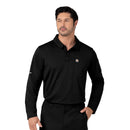 Men's Heavyweight Long Sleeve Polo Scrub Top. Live Chat for Bulk Discounts