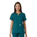 Women's Notch Neck Tunic Knit Panel Scrub Top. Live Chat for Bulk Discounts