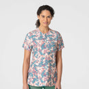 Women's Henley Print Scrub Top. Live Chat for Bulk Discounts