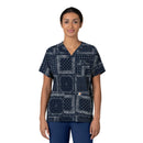 Women's Oversized V-Neck Print Scrub Top. Live Chat for Bulk Discounts