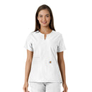 Women's Notch Neck Tunic Knit Panel Scrub Top. Live Chat for Bulk Discounts