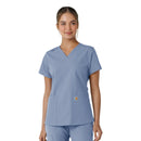 Women's V-Neck Knit Panel Scrub Top. Live Chat for Bulk Discounts