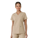 Women's V-Neck Knit Panel Scrub Top. Live Chat for Bulk Discounts