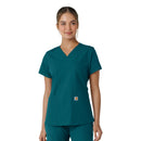 Women's V-Neck Knit Panel Scrub Top. Live Chat for Bulk Discounts