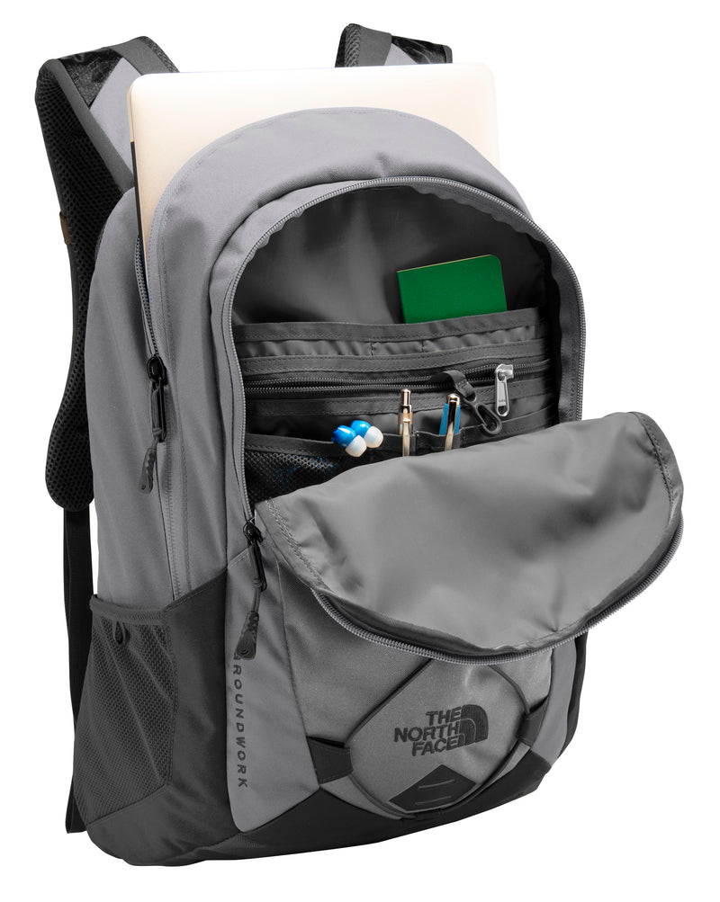north face groundwork backpack dimensions The NF0A3KX6 Backpack, TNF Dark Grey Heather/Cardinal Red Durable Groundwork Backpack with FlexVent suspension system and padded laptop sleeve Custom The North Face Groundwork