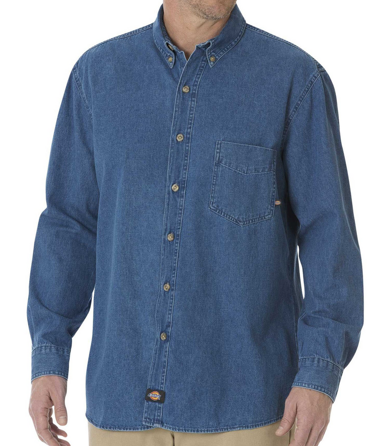 Dickies [WL30] Denim Long Sleeve Work Shirt. Live Chat For Bulk Discounts.