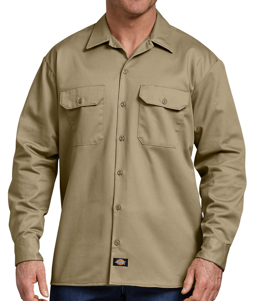 heavyweight cotton dress shirts Men's Utility Button Down Over Shirt in Khaki Heavy Weight Twill Medium
