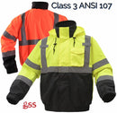 GSS Safety [8004] Class 3 3-IN-1 Waterproof Bomber with New Removable Fleece - Orange with Black Bottom.  Live Chat for Bulk Discounts.