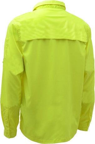 GSS Safety [7507] Non-ANSI New Designed Lightweight Rip Stop Bottom Down Shirt w/SPF 50+ Lime.  Live Chat for Bulk Discounts.