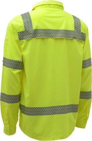 GSS Safety [7505] Hi Vis Class 3 Lightweight Shirt Ripstop Botton Down Shirt w/SPF 50+. Live Chat for Bulk Discounts.