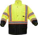 GSS Safety [6007] Black Hi Vis Rain Jacket with two tone trim.  Live Chat for Bulk Discounts.