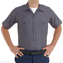 Red Kap [SP24] Short Sleeve Industrial Stripe Work Shirt. Live Chat for Bulk Discounts.