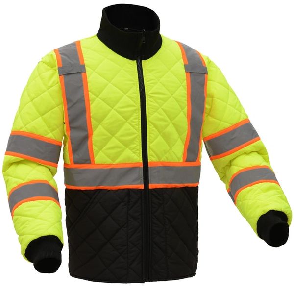 GSS Safety [8007] Class 3 Two Tone Quilted Jacket-Lime. Live Chat for Bulk Discounts.