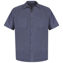 Red Kap [SP24] Short Sleeve Industrial Stripe Work Shirt. Live Chat for Bulk Discounts.