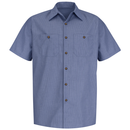 Red Kap [SP24] Short Sleeve Geometric Micro-Check Work Shirt. Live Chat for Bulk Discounts.