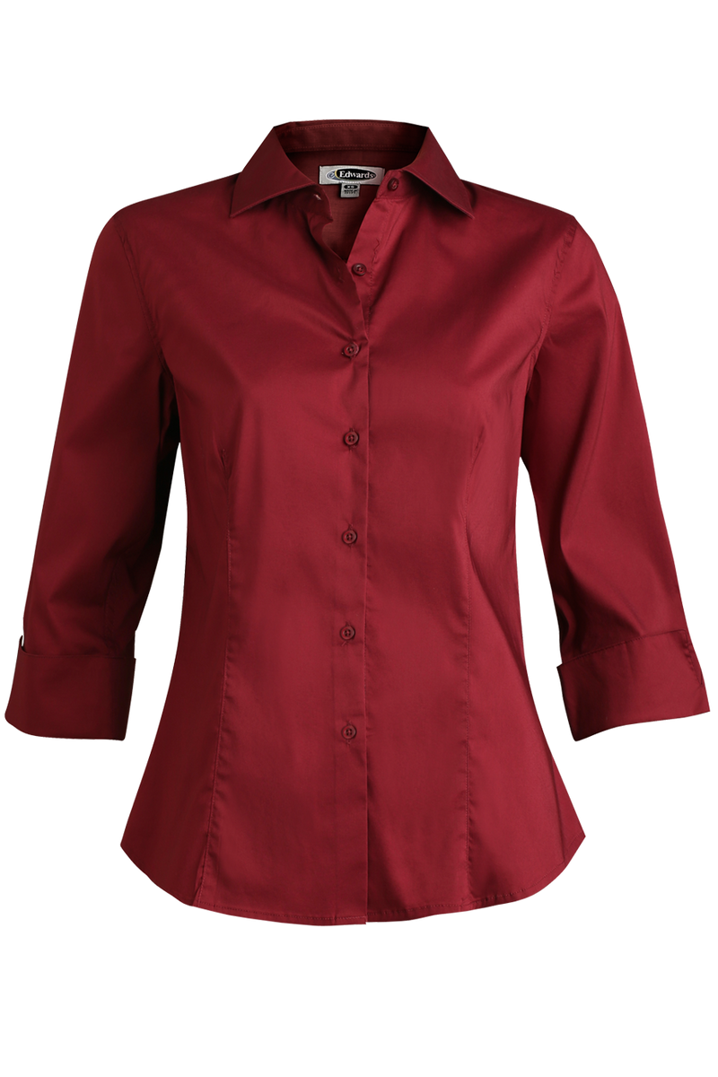 Edwards Garment [5033] Stretch Broadcloth Blouse. Live Chat For Bulk Discounts.