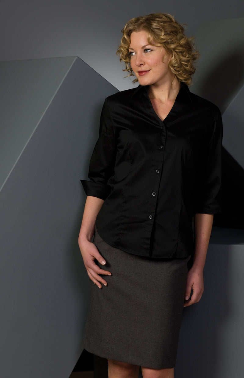 Edwards Garment [5045] Stretch Broadcloth Blouse. Live Chat For Bulk Discounts.