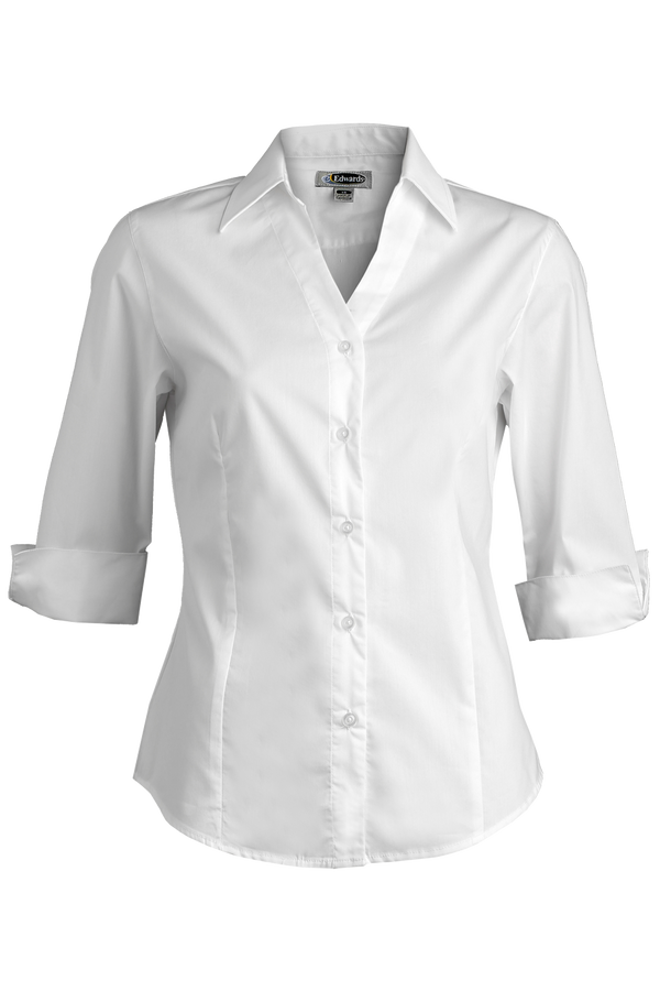 Edwards Garment [5045] Stretch Broadcloth Blouse. Live Chat For Bulk Discounts.