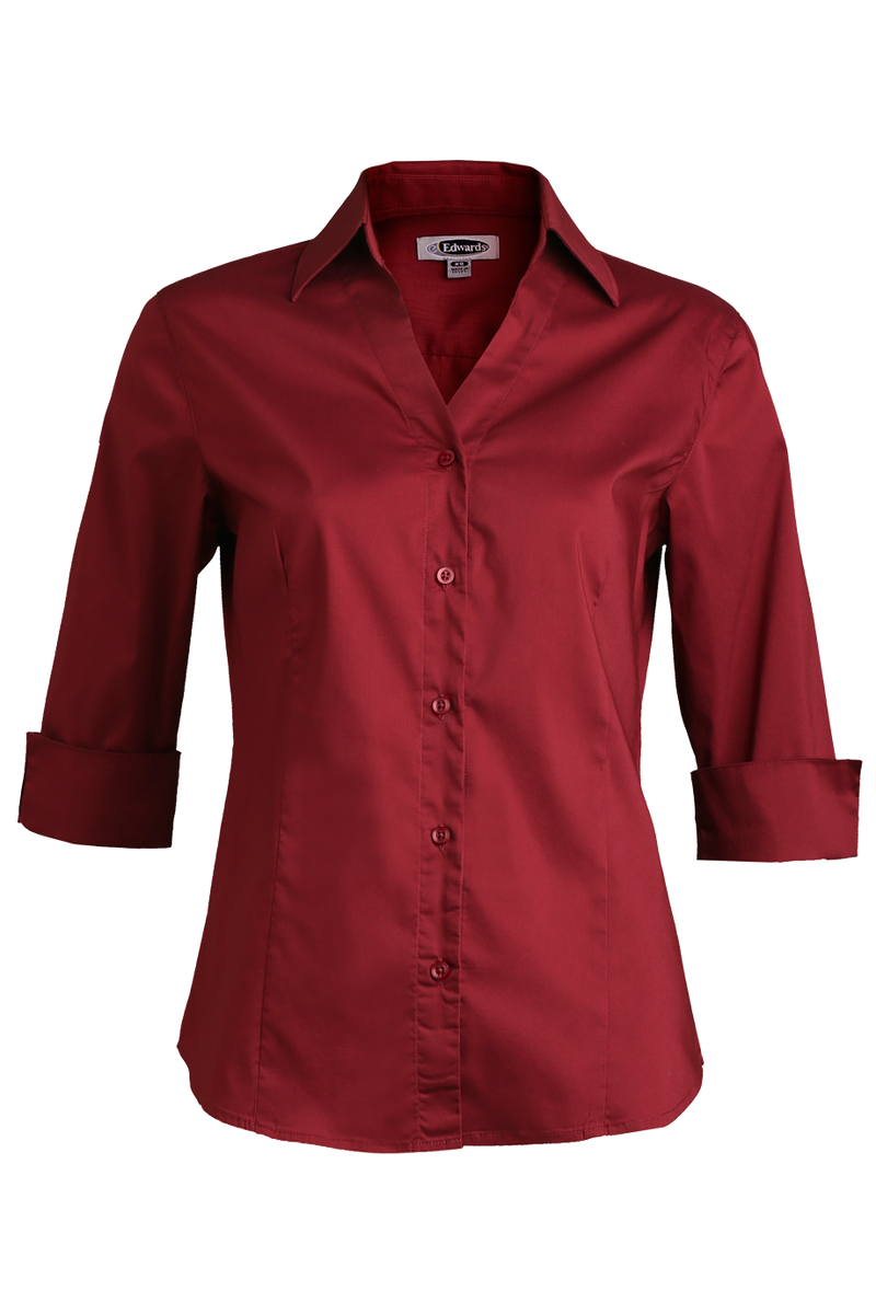 Edwards Garment [5045] Stretch Broadcloth Blouse. Live Chat For Bulk Discounts.