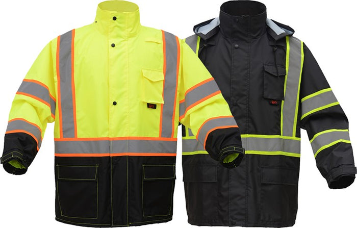 GSS Safety [6005/6007] Premium Two Tone Hooded Rain Coat with Black Bo