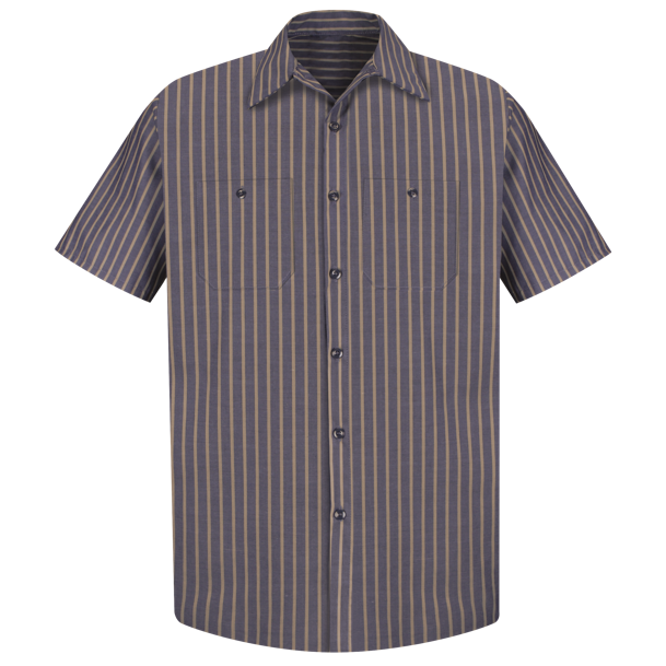 Red Kap [SP24] Short Sleeve Industrial Stripe Work Shirt. Live Chat for Bulk Discounts.