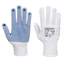 A110-White/Blue.  Polka Dot Glove.  Live Chat for Bulk Discounts