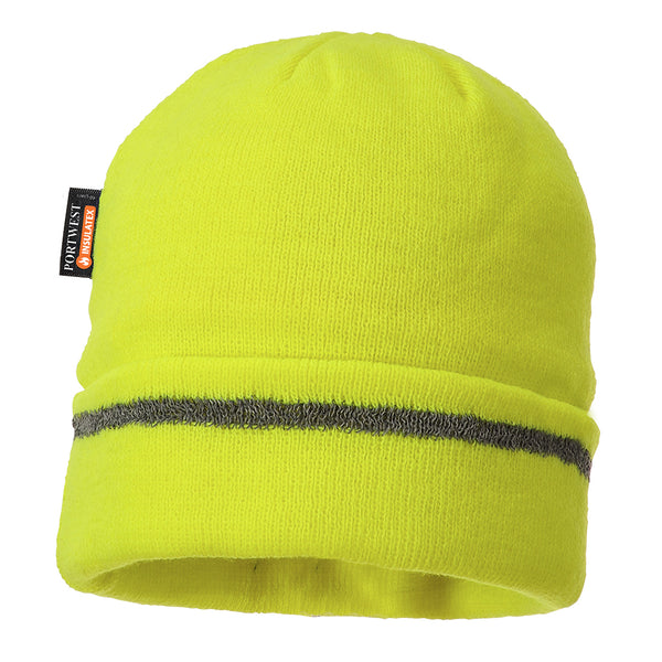 B023-Yellow.  Reflective Trim Knit Hat Insulatex Lined.  Live Chat for Bulk Discounts