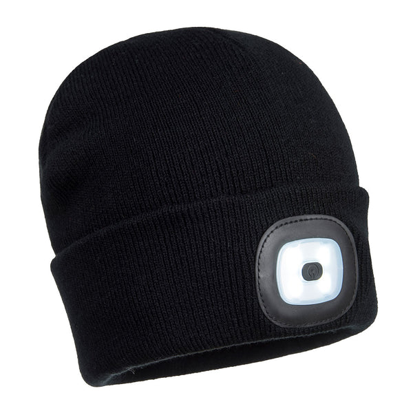 B028-Black.  Rechargeable Twin LED Beanie	.  Live Chat for Bulk Discounts