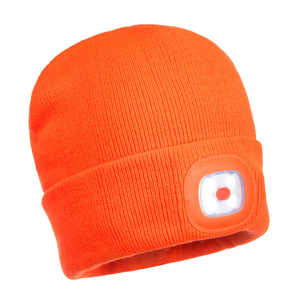 B028-Orange.  Rechargeable Twin LED Beanie	.  Live Chat for Bulk Discounts