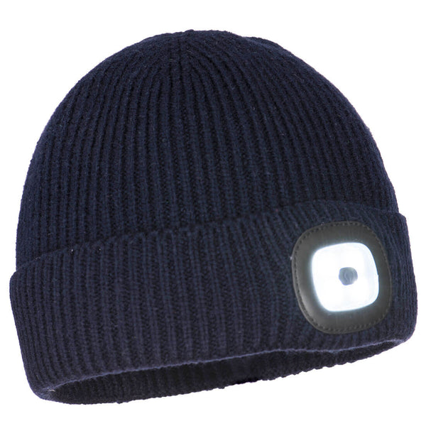 B033-Navy.  Workman's LED Beanie.  Live Chat for Bulk Discounts