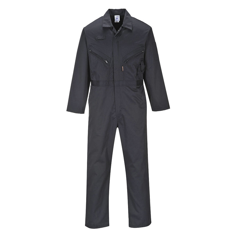 C813-Black.  Liverpool Zipper Coverall.  Live Chat for Bulk Discounts