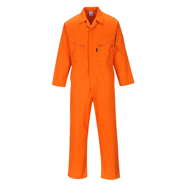 C813-Orange.  Liverpool Zipper Coverall.  Live Chat for Bulk Discounts