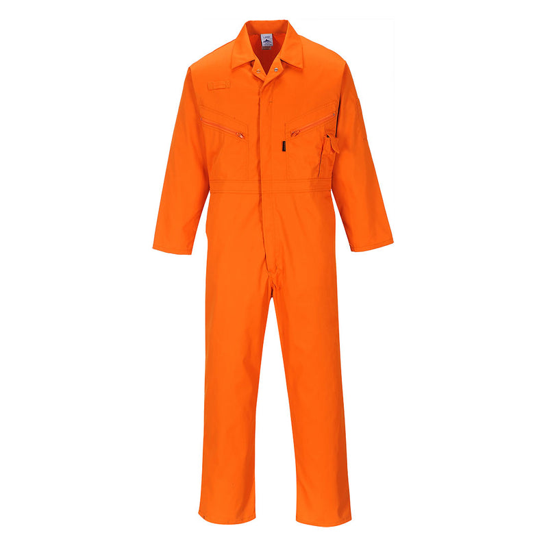 C813-Orange.  Liverpool Zipper Coverall.  Live Chat for Bulk Discounts