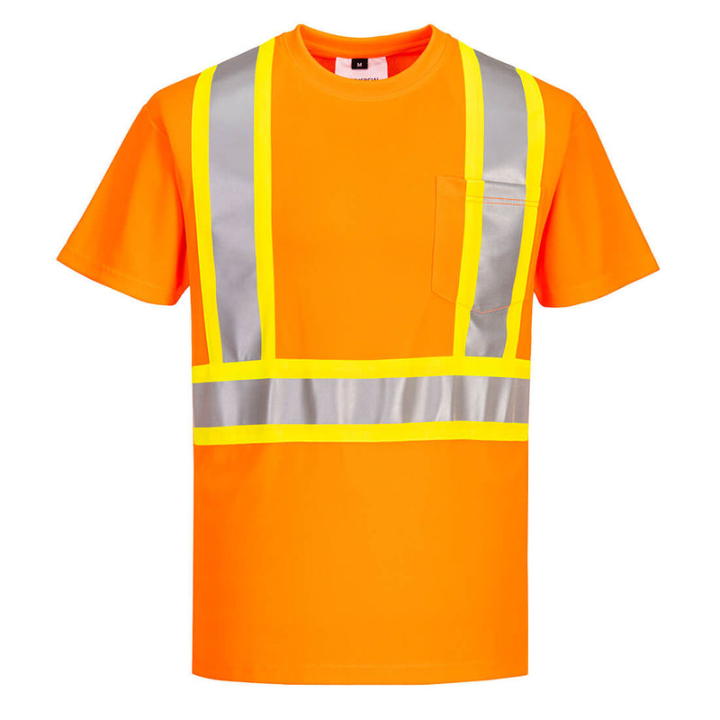 CA110-Orange.  Hi-Vis X Back Contrast Tape T-Shirt S/S .  Live Chat for Bulk Discounts