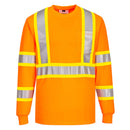 CA111-Orange.  Hi-Vis X Back Contrast Tape T-Shirt L/S .  Live Chat for Bulk Discounts