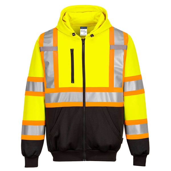 CA170-Yellow.  Hi-Vis X Back Contrast Tape Hoodie .  Live Chat for Bulk Discounts