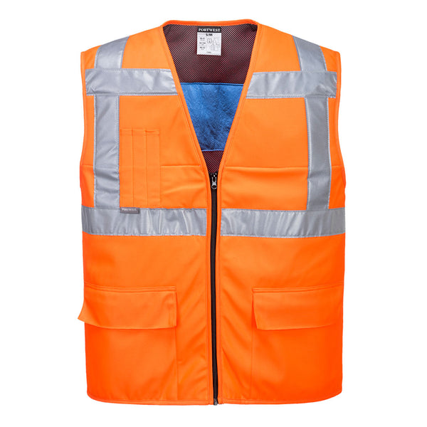 CV02-Orange.  Hi-Vis Cooling Vest.  Live Chat for Bulk Discounts