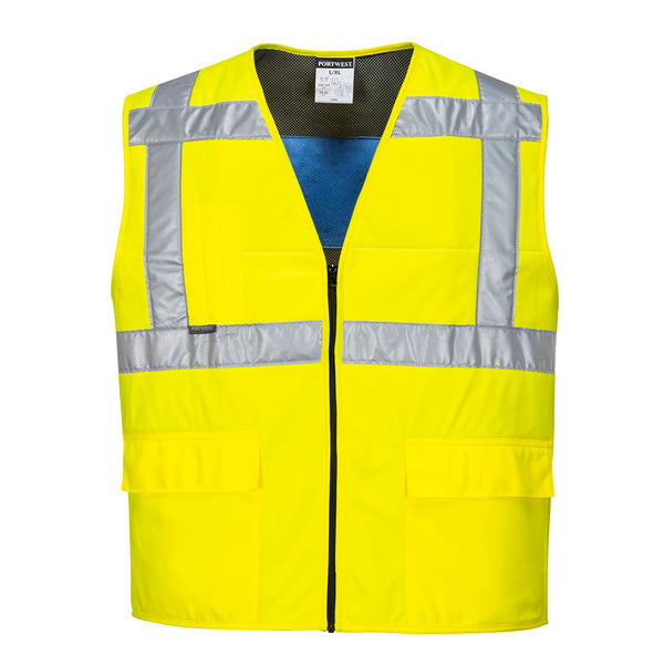 CV02-Yellow.  Hi-Vis Cooling Vest.  Live Chat for Bulk Discounts