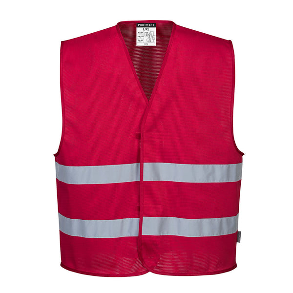 F374-Red.  MeshAir Iona Vest.  Live Chat for Bulk Discounts