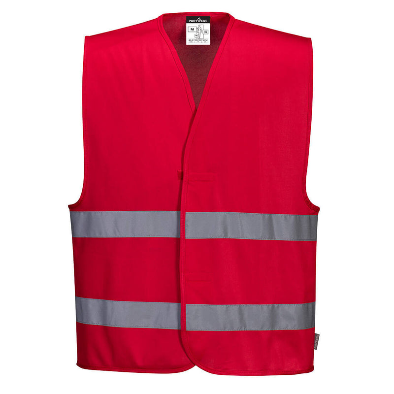 F474-Red.  Iona Vest.  Live Chat for Bulk Discounts