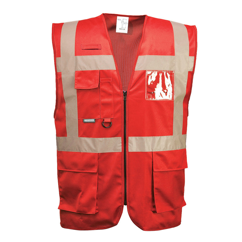 F476-Red.  Iona Executive Vest.  Live Chat for Bulk Discounts