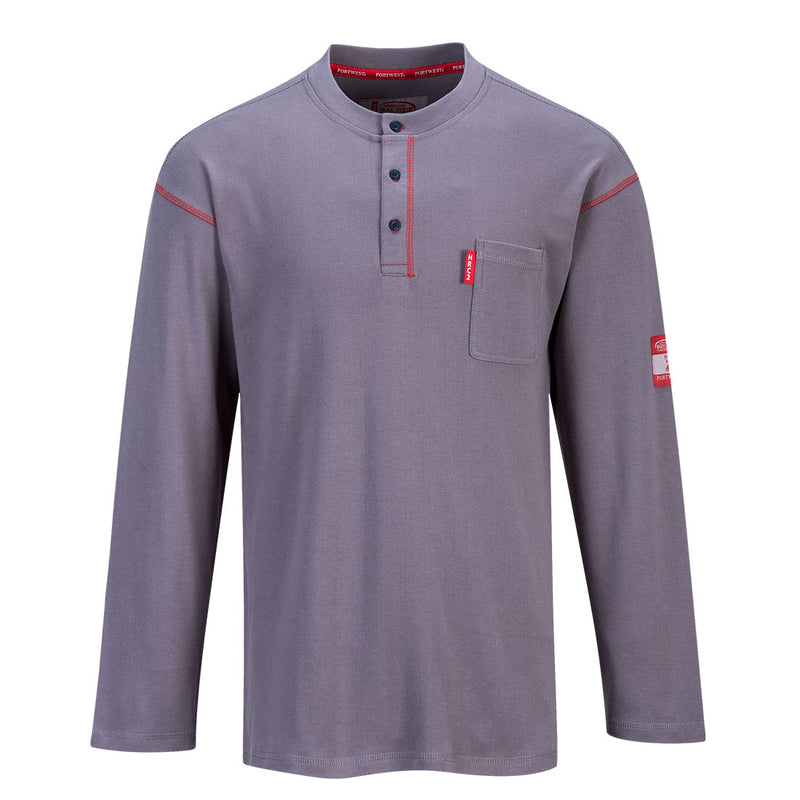 FR02-Gray.  Bizflame FR Henley.  Live Chat for Bulk Discounts