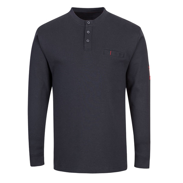 FR32-Navy.  FR Antistatic Henley.  Live Chat for Bulk Discounts