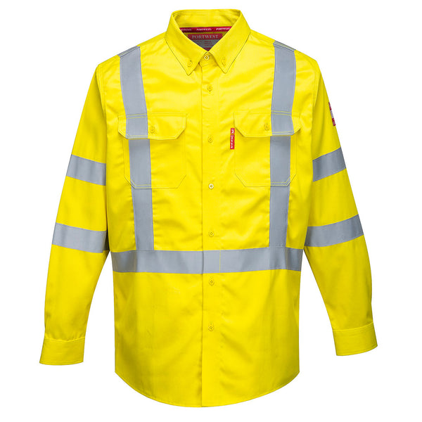 FR95-Yellow.  Bizflame 88/12 FR Hi-Vis Shirt.  Live Chat for Bulk Discounts