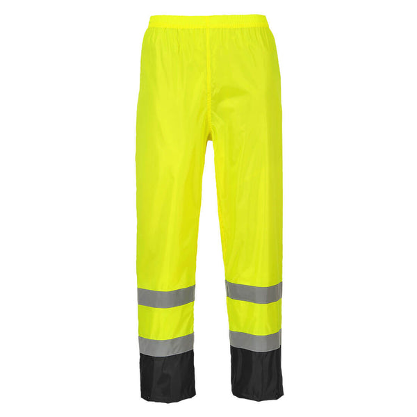 H444-Yellow/Black.  Hi-Vis Classic Contrast Rain Pants.  Live Chat for Bulk Discounts