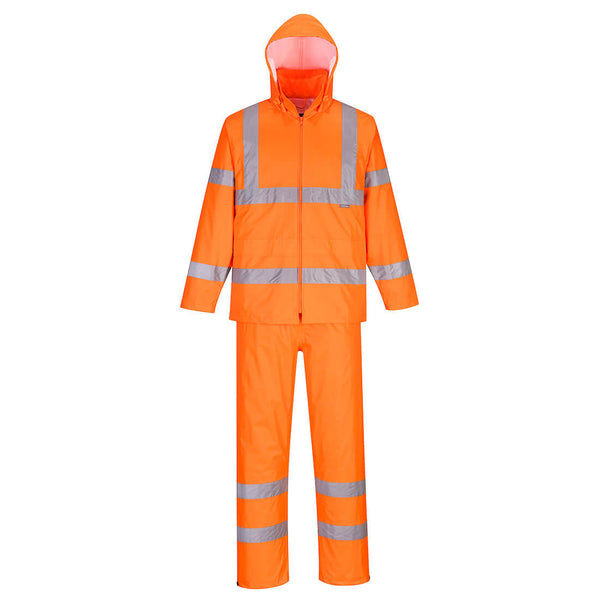 H448-Orange.  Hi-Vis Packaway Rainsuit.  Live Chat for Bulk Discounts