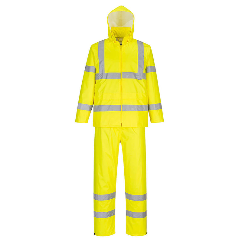 H448-Yellow.  Hi-Vis Packaway Rainsuit.  Live Chat for Bulk Discounts