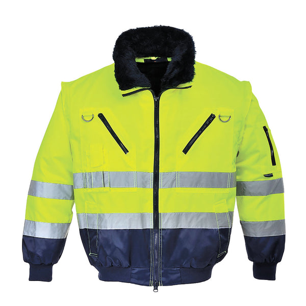 PJ50-Yellow/Navy.  HI-Vis 3-in-1 Pilot Jacket.  Live Chat for Bulk Discounts