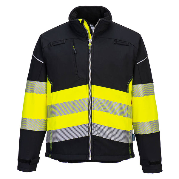 PW375-Black/Yellow.  PW3 Hi-Vis Class 1 Softshell Jacket.  Live Chat for Bulk Discounts